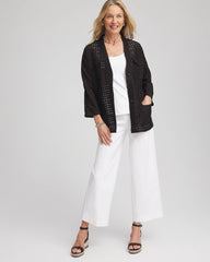 Chico's Clothing Open-Stitch Tie-Front Kimono Jacket
