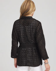 Chico's Clothing Open-Stitch Tie-Front Kimono Jacket