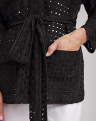 Chico's Clothing Open-Stitch Tie-Front Kimono Jacket
