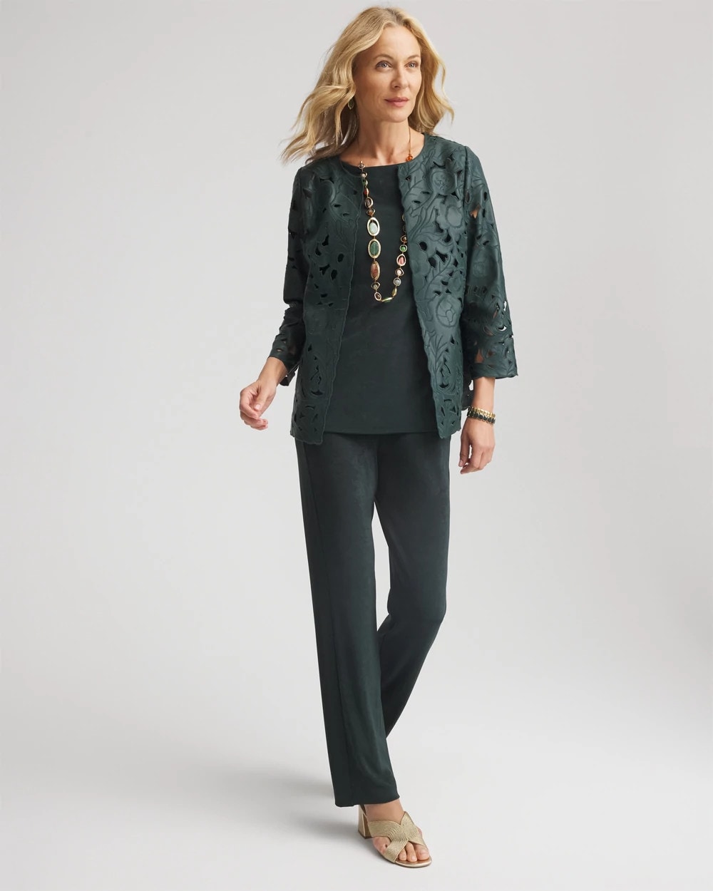Chico's Clothing Travelers™ Collection Faux Leather Floral Jacket