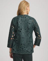 Chico's Clothing Travelers™ Collection Faux Leather Floral Jacket