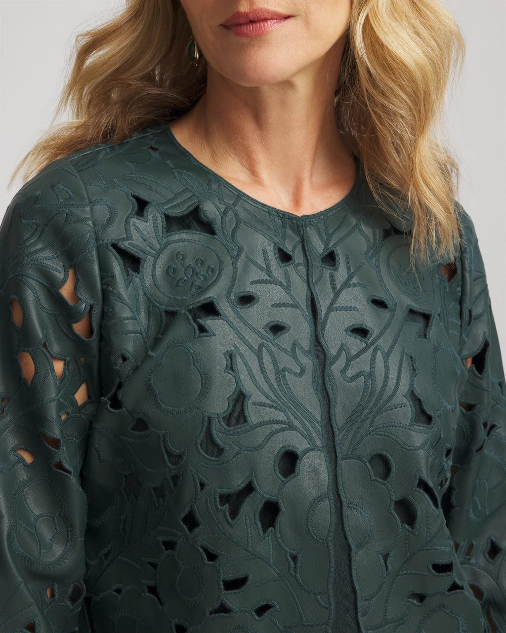 Chico's Clothing Travelers™ Collection Faux Leather Floral Jacket