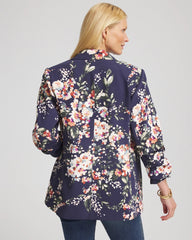 Chico's Clothing Floral Ruched Sleeve Blazer