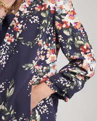 Chico's Clothing Floral Ruched Sleeve Blazer