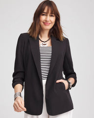 Chico's Clothing Notched-Lapel Ruched Sleeve Blazer