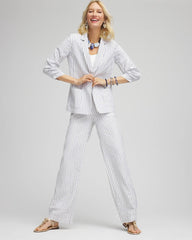 Chico's Clothing Striped Linen Stretch Blazer