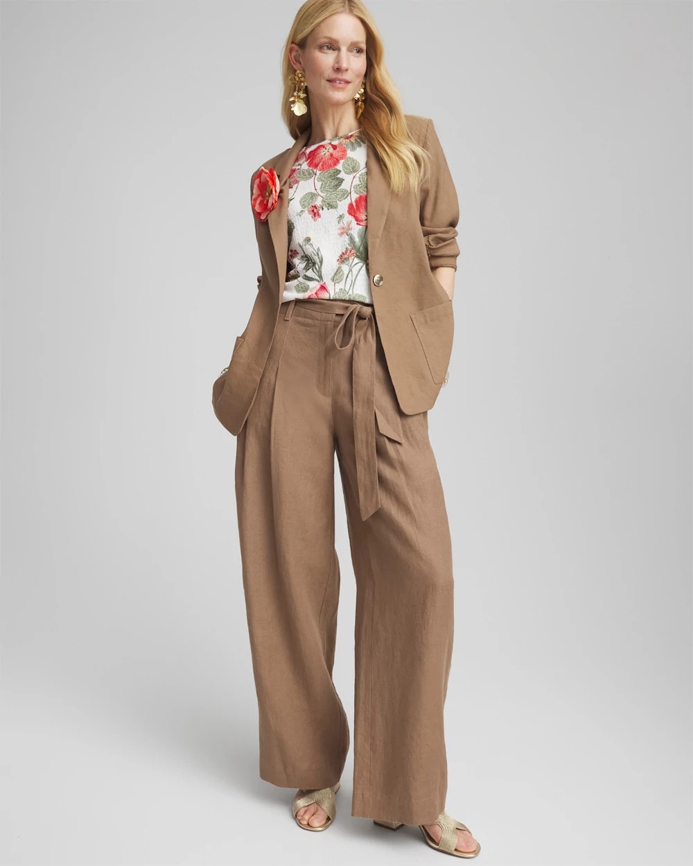 Chico's Clothing Linen Stretch Blazer