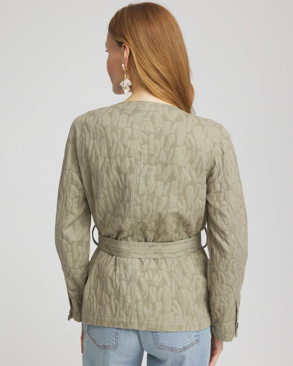 Chico's Clothing Jacquard Gauze Belted Field Jacket