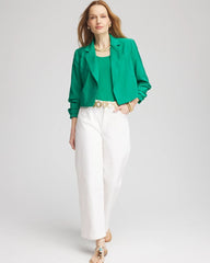 Chico's Clothing Cropped Ruched Sleeve Blazer
