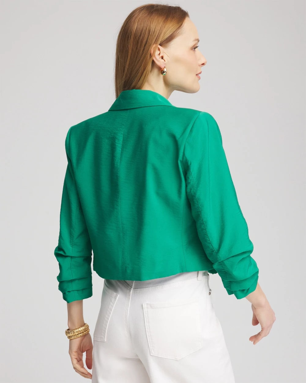 Chico's Clothing Cropped Ruched Sleeve Blazer