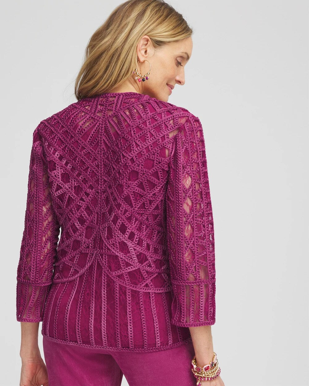 Chico's Clothing Travelers™ Collection Embroidered Lace Cutwork Jacket