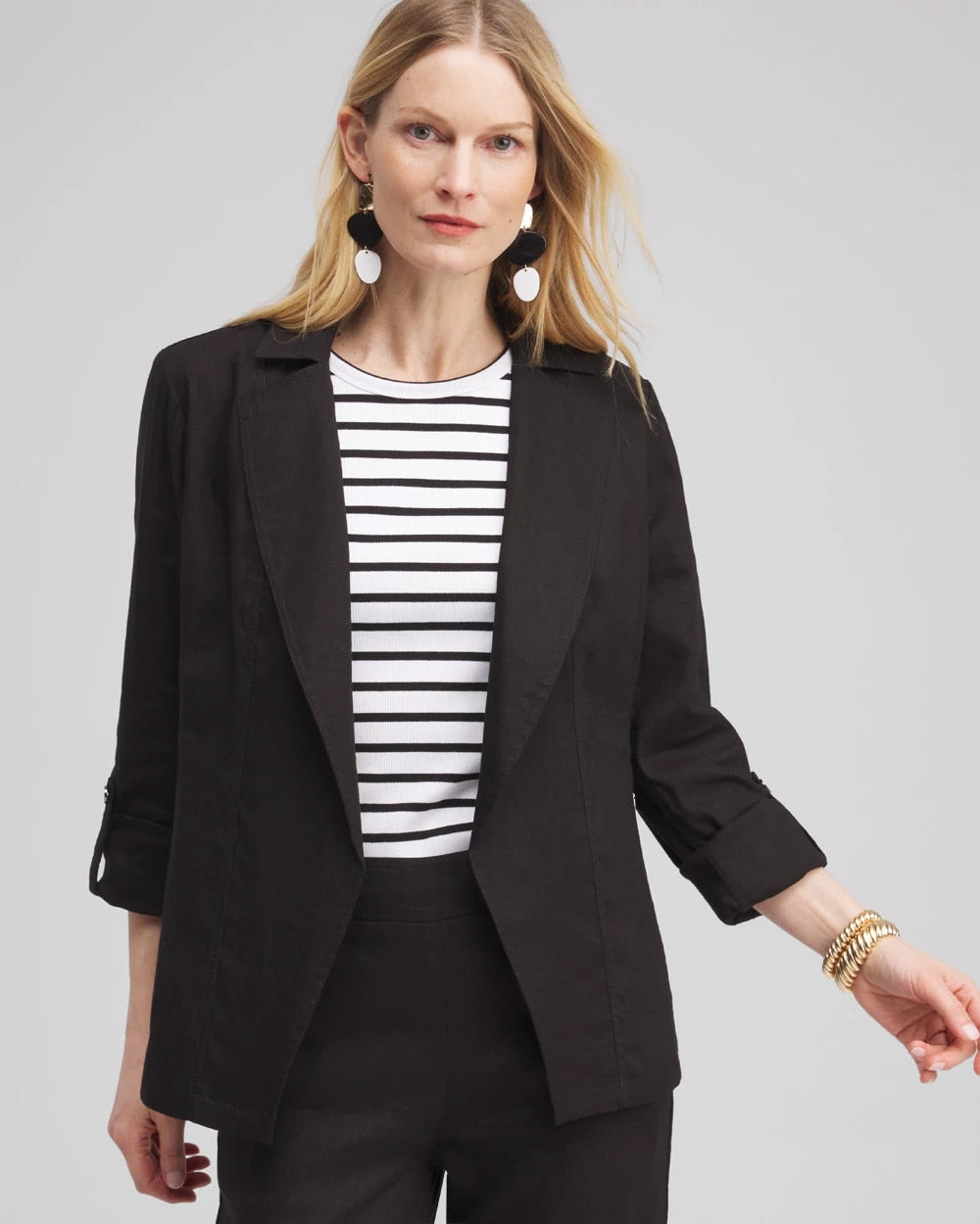 Chico's Clothing Linen Blend Stretch Blazer