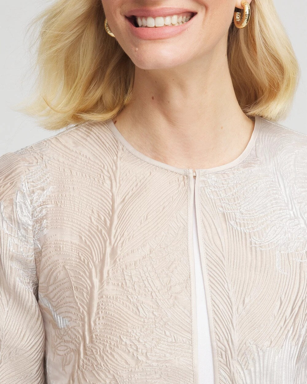Chico's Clothing Travelers™ Collection Metallic 3/4 Sleeve Jacket