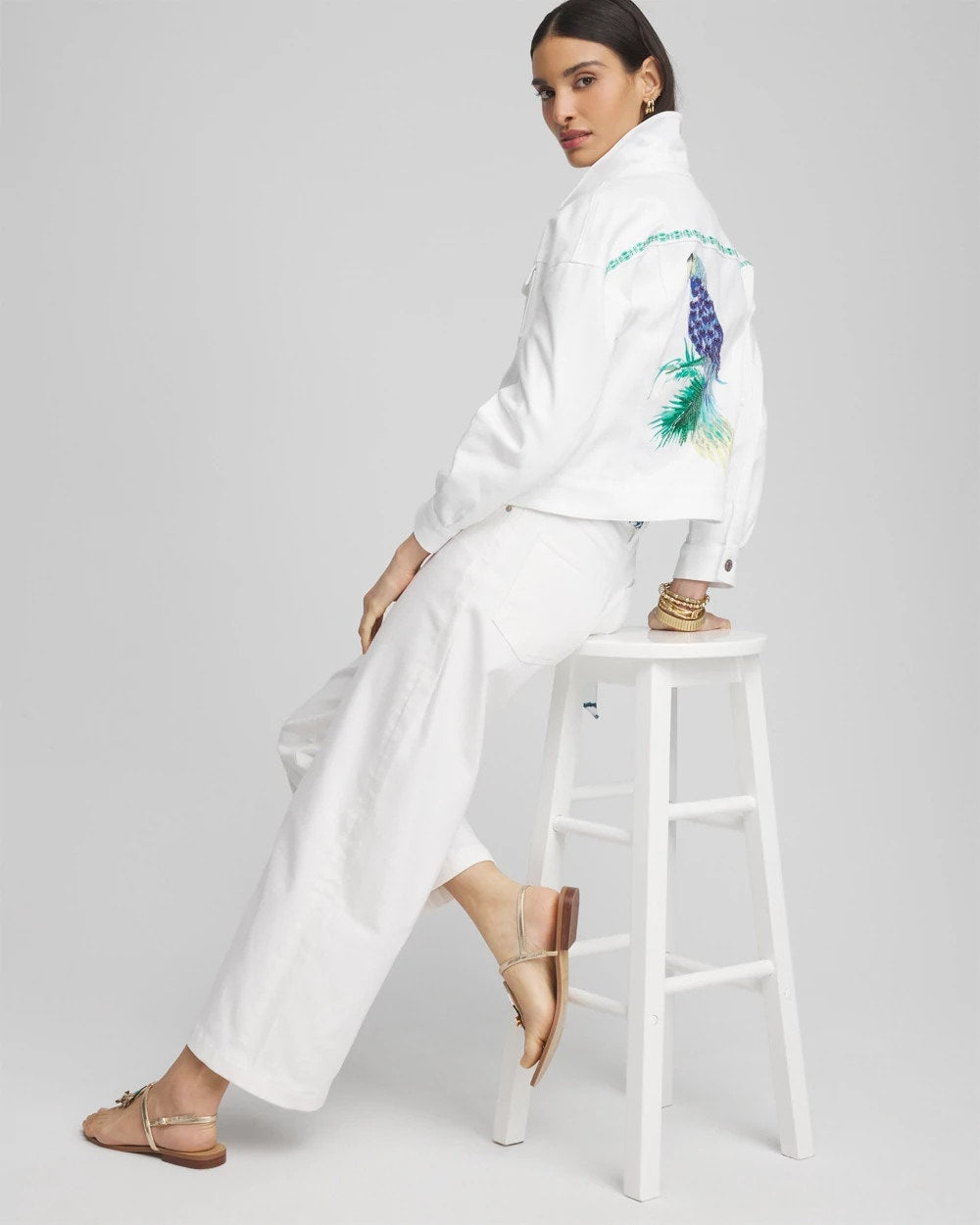 Chico's Clothing Embroidered Relaxed Denim Jacket