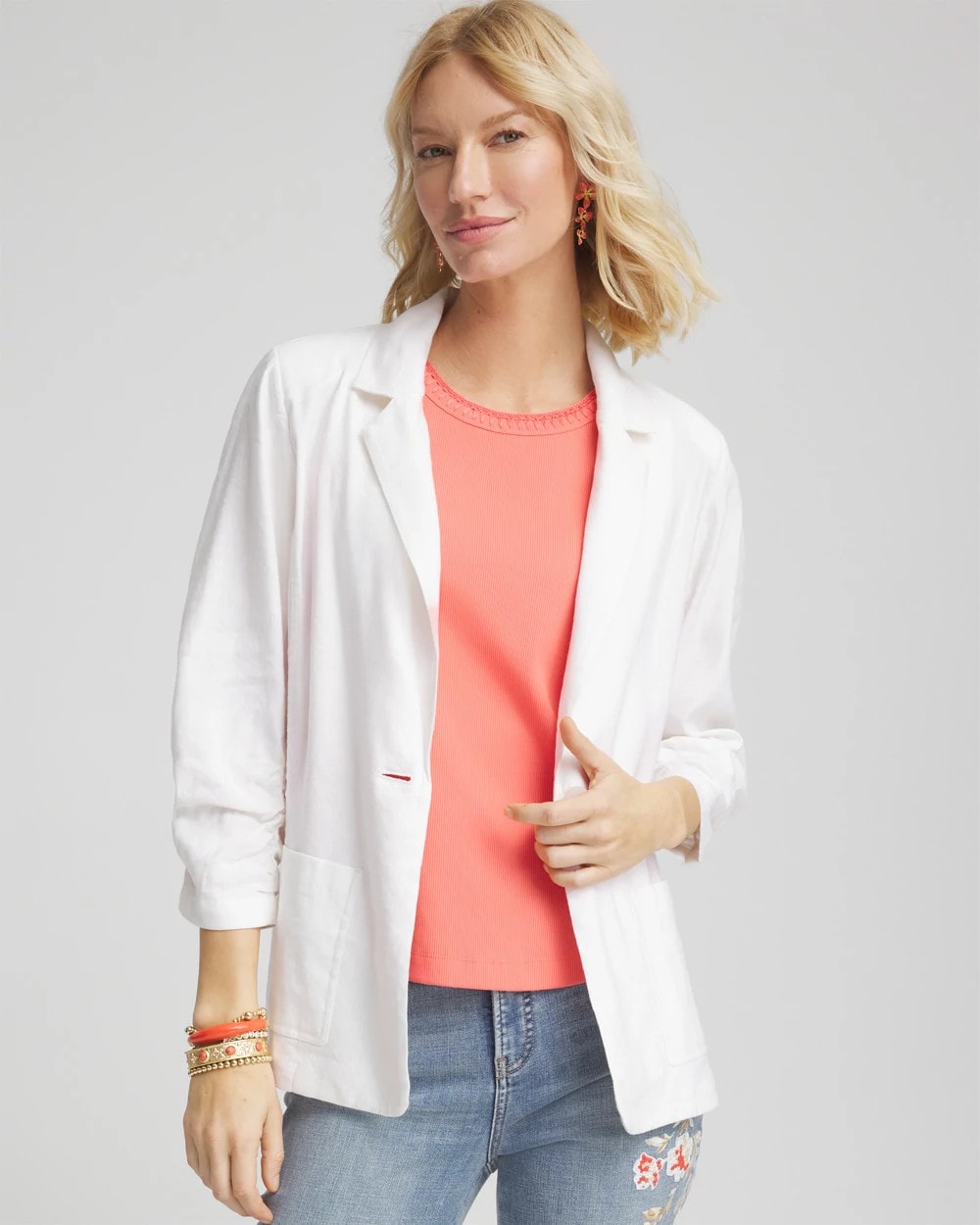 Chico's Clothing Linen Stretch Blazer