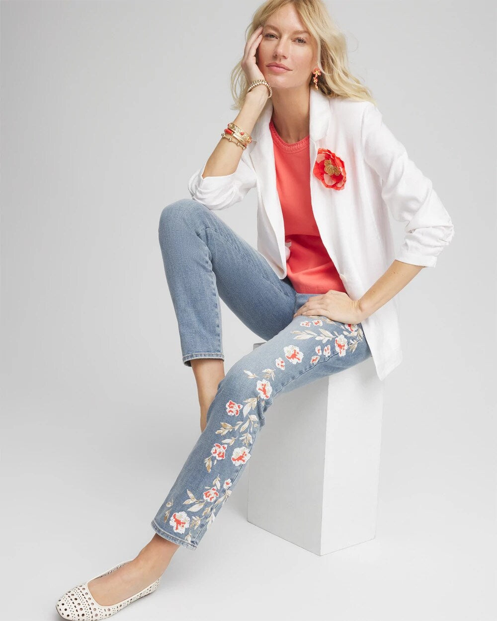 Chico's Clothing Linen Stretch Blazer