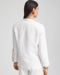 Chico's Clothing Floral Linen Non-Stretch Blazer