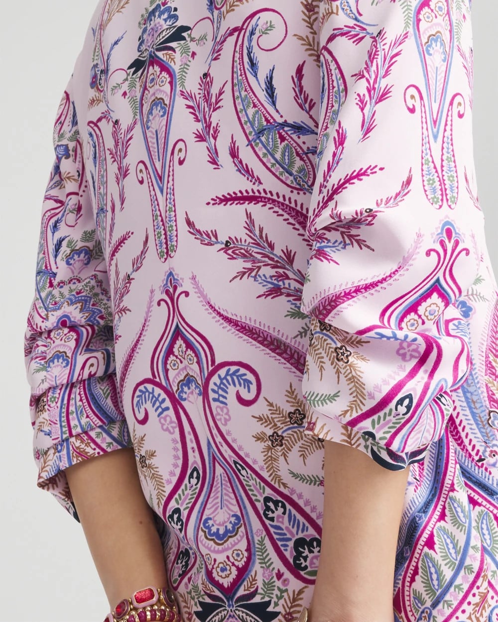 Chico's Clothing Ruched Sleeve Paisley Blazer