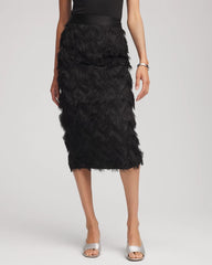 Chico's Clothing Chevron Fringe Party Skirt