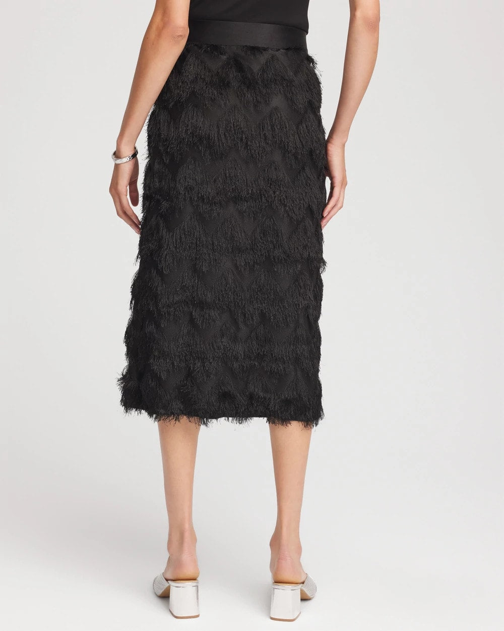 Chico's Clothing Chevron Fringe Party Skirt