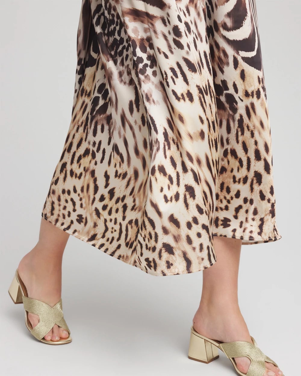 Chico's Clothing Animal Bengal Marks Faux Satin Skirt