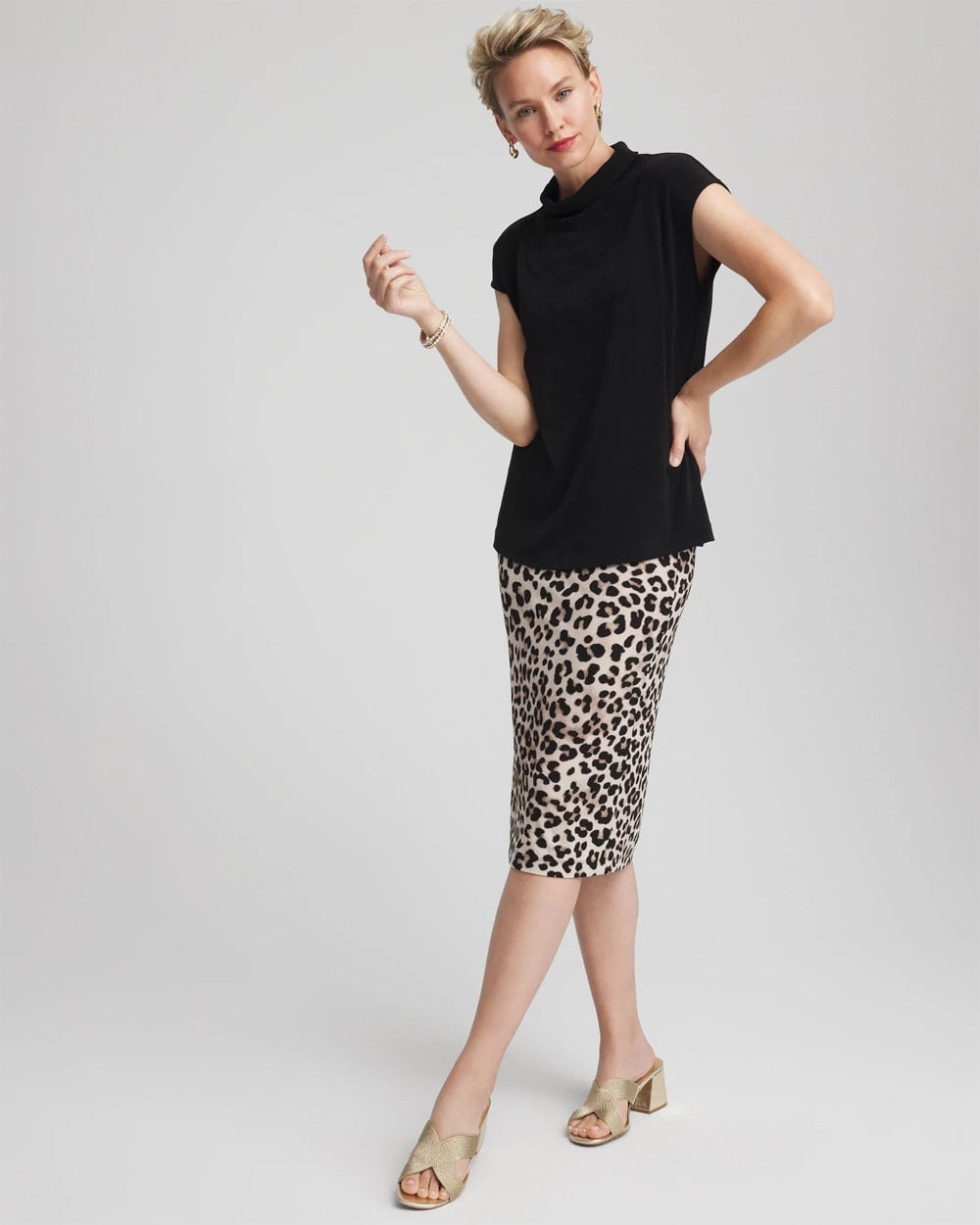 Chico's Clothing Travelers™ No Tummy Animal-Print Pencil Skirt