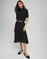 Chico's Clothing Pleated Lace Hem Midi Skirt