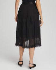 Chico's Clothing Pleated Lace Hem Midi Skirt