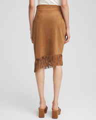 Chico's Clothing Suede Fringed Asymmetrical Skirt