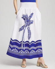 Chico's Clothing Tropical Smocked Waist Pull-On Skirt