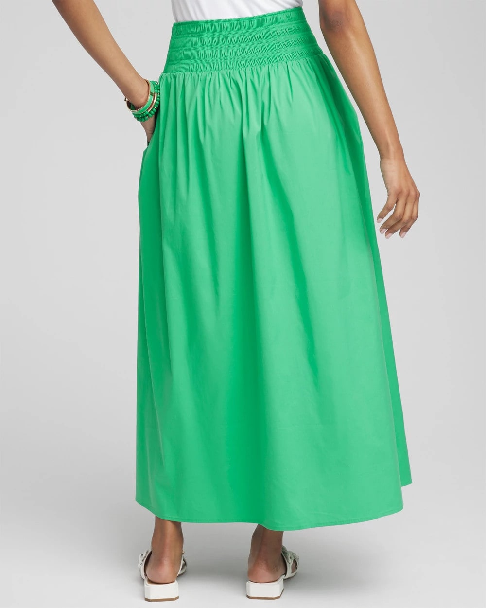 Chico's Clothing Poplin Smocked Waist Skirt