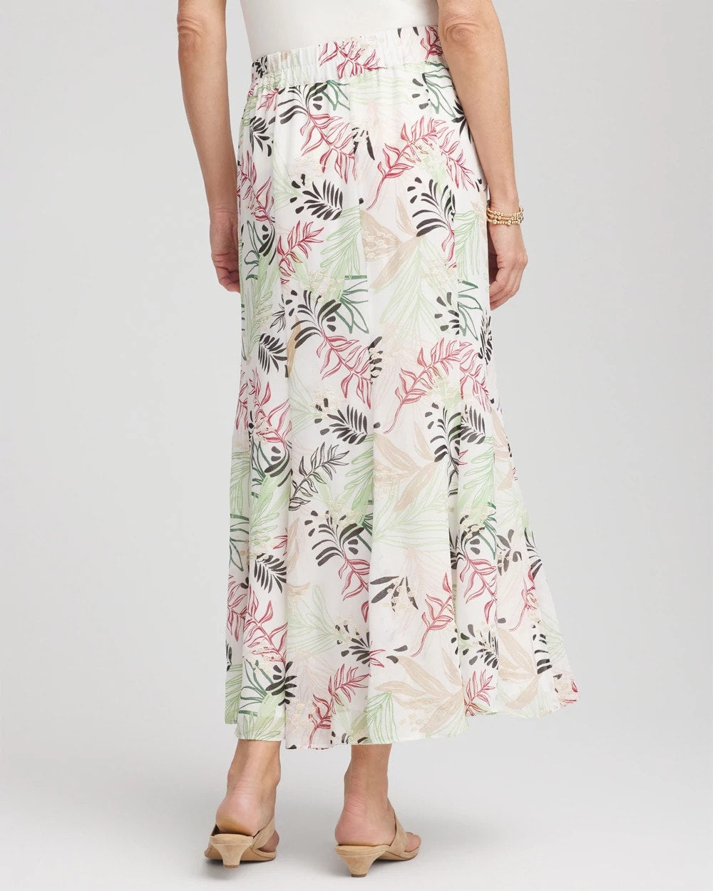 Chico's Clothing Floral Embroidered Crinkle Maxi Skirt