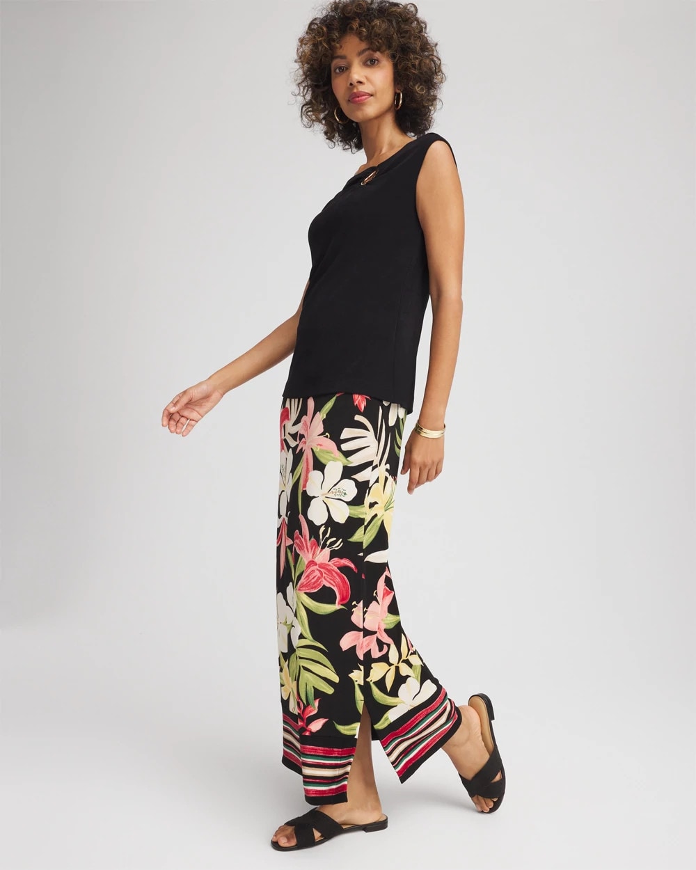 Chico's Clothing Travelers™ Tropical-Lily Midi Skirt