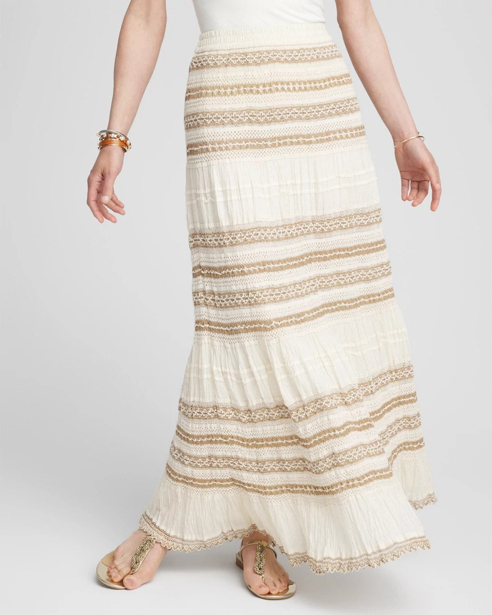 Chico's Clothing Crochet Gauze Trim Skirt