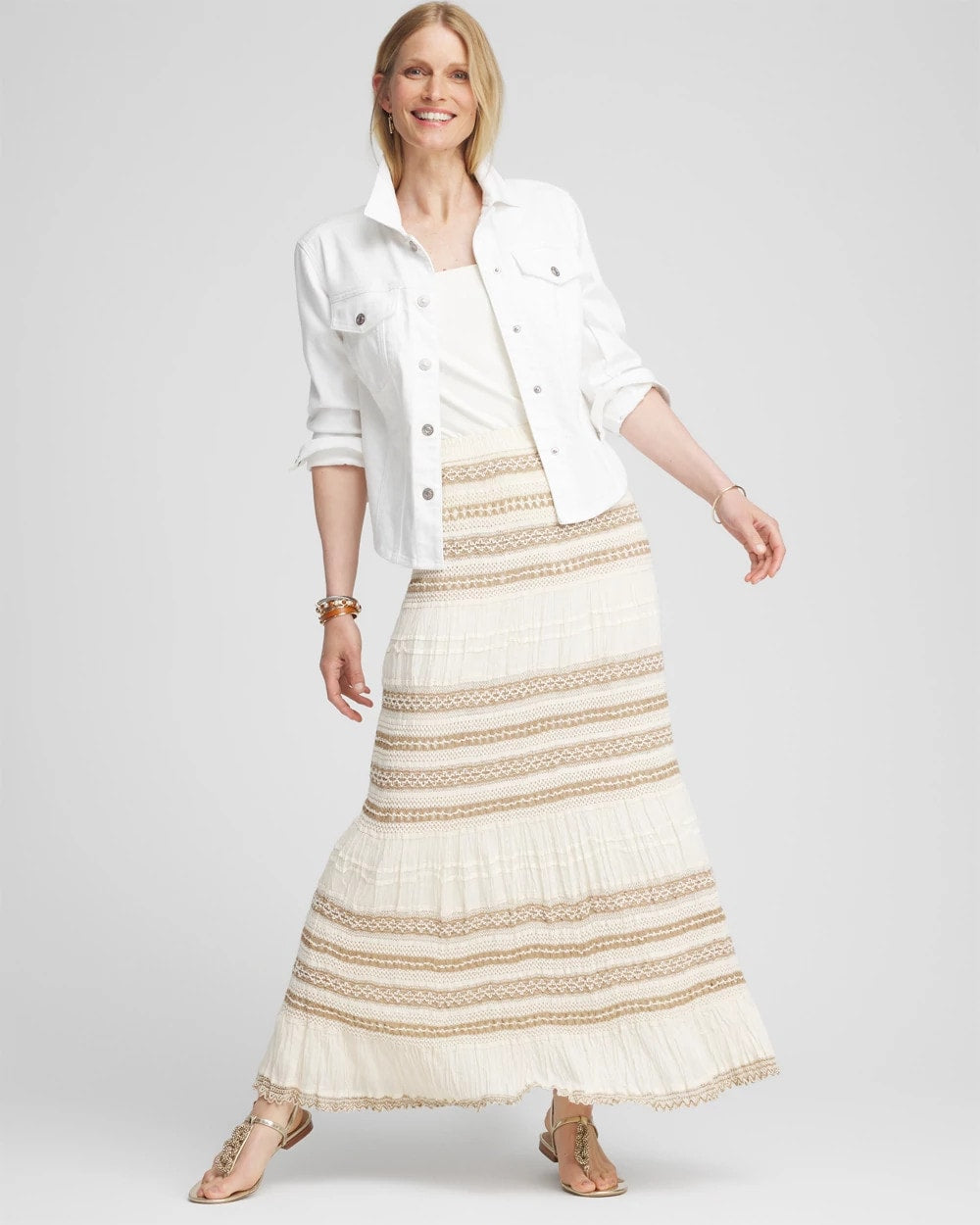 Chico's Clothing Crochet Gauze Trim Skirt