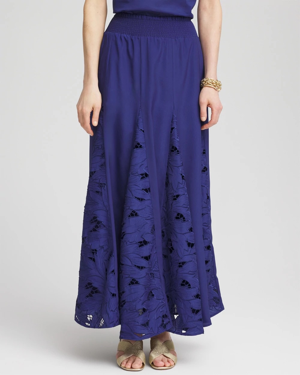 Chico's Clothing Godet Maxi Eyelet Skirt