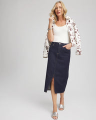 Chico's Clothing High-Rise Straight Stretch-Denim Skirt