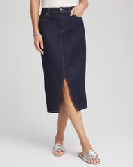 Chico's Clothing High-Rise Straight Stretch-Denim Skirt