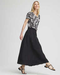 Chico's Clothing Linen Embroidered Scallop Hem Skirt