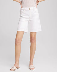 Chico's Clothing No Stain Pull-On Fray Hem Denim Shorts