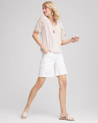 Chico's Clothing No Stain Pull-On Fray Hem Denim Shorts