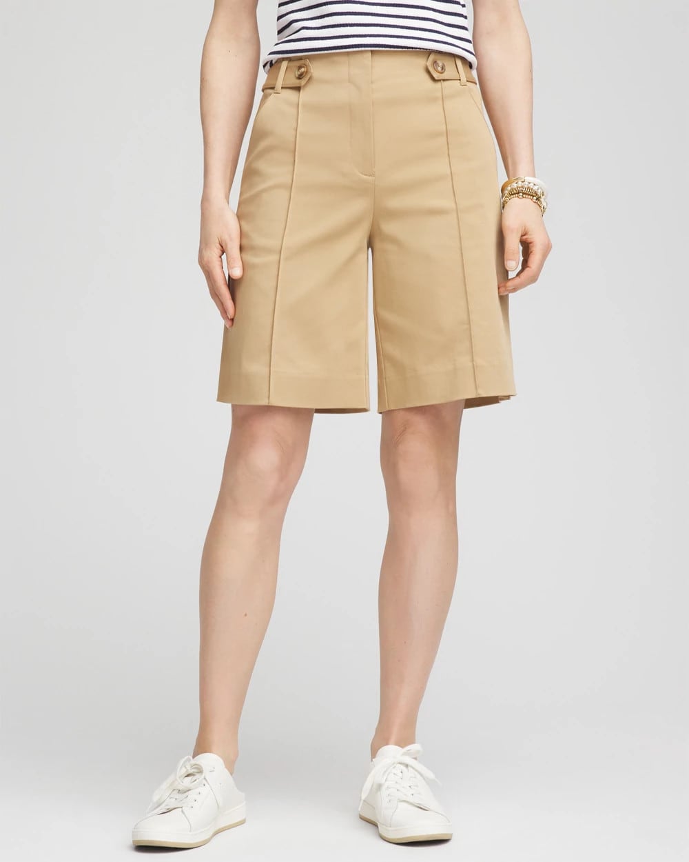 Chico's Clothing Sateen Tab-Front A-line Shorts