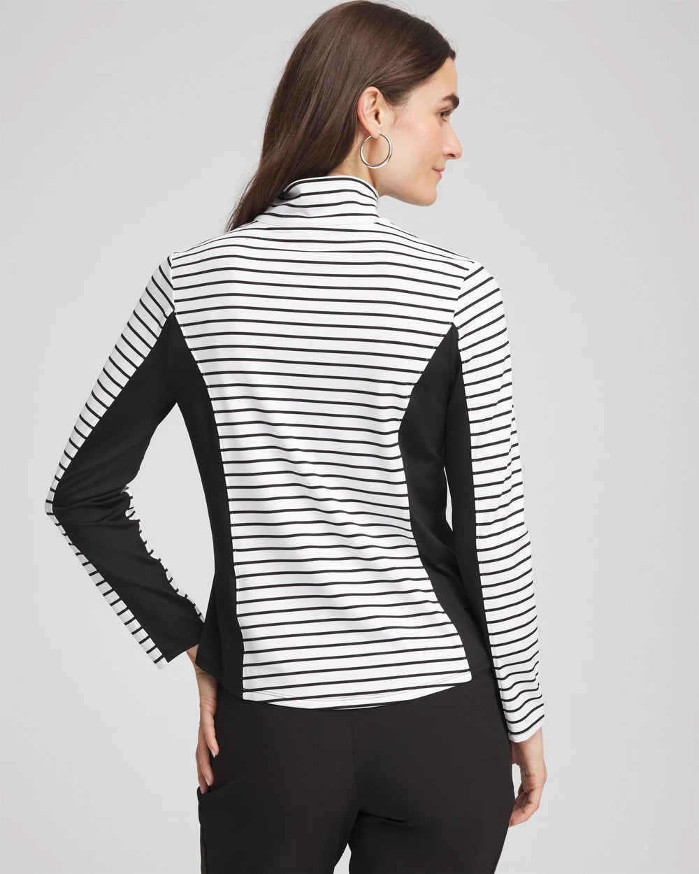 Chico's Clothing Zenergy® UPF Striped Block Half Zip