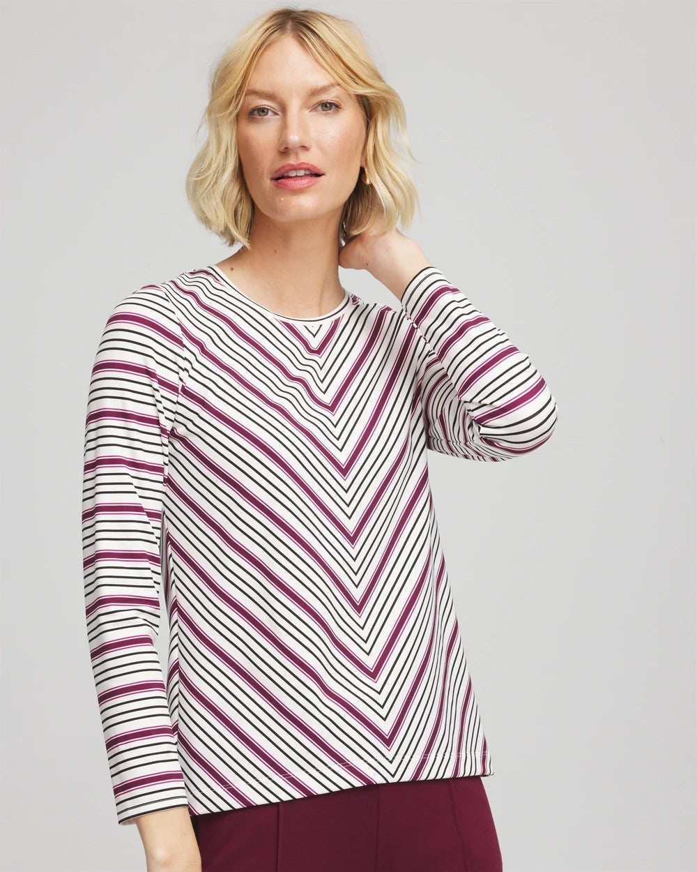 Chico's Clothing Zenergy® Soft Brushed Striped Top