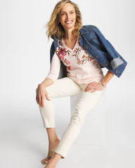 Chico's Clothing Stretch-Cotton 3/4 Sleeve Perfect Tee