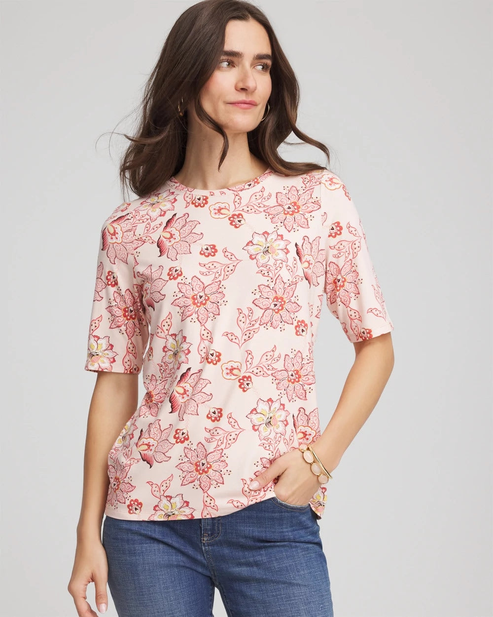 Chico's Clothing Elbow Sleeve Tee