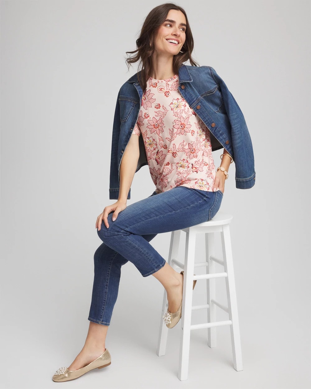 Chico's Clothing Elbow Sleeve Tee