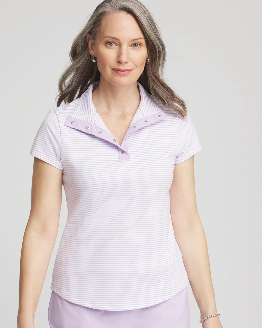 Chico's Clothing Zenergy® Striped UPF Short-Sleeve Top