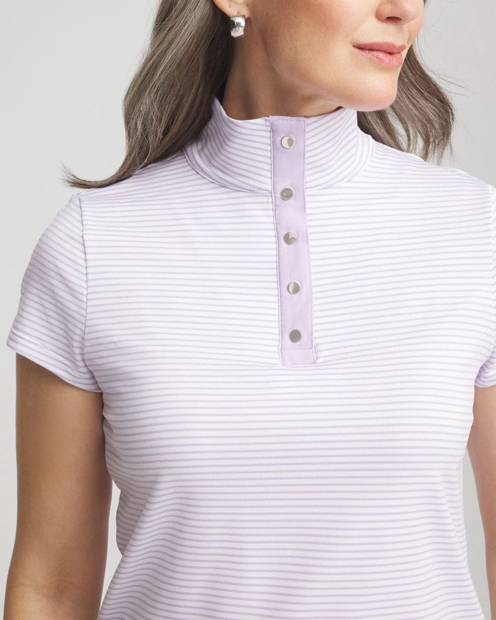 Chico's Clothing Zenergy® Striped UPF Short-Sleeve Top