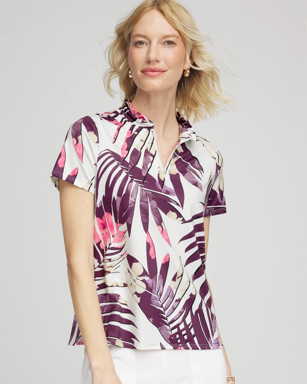 Chico's Clothing Zenergy® UPF Ruffle-Neck Polo